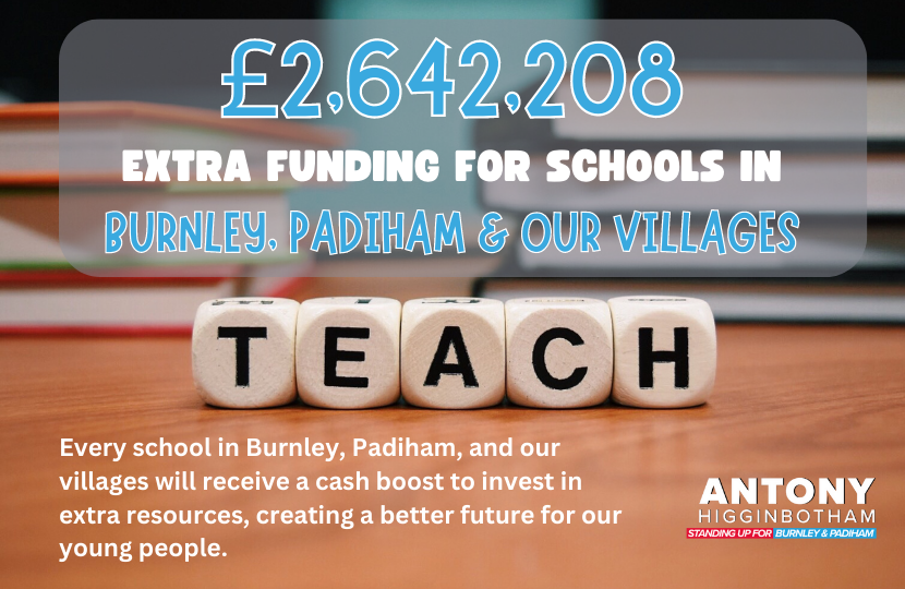 An extra £2.6 million for schools across Burnley