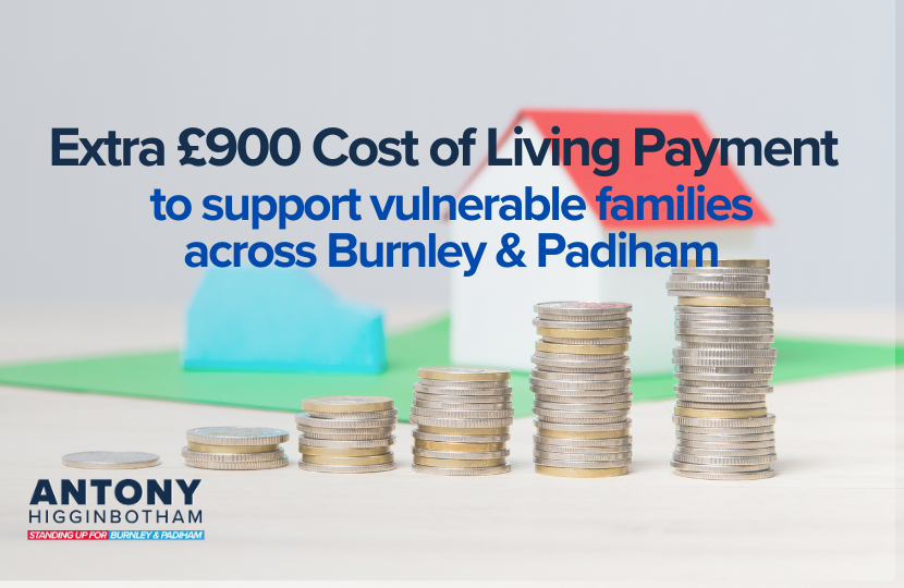 Extra £900 Cost of Living Payment for vulnerable families across Burnley & Padiham.